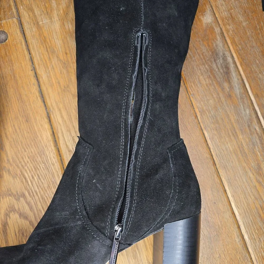 Karl Lagerfeld Paris Women's Razo Over-The-Knee Suede Boots Black Size 10M